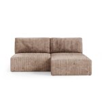 Canapé d'angle convertible et modulable 4 places en côtelé taupe Canapé d'angle convertible et modulable 4 places en côtelé taupe