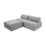 Canapé d'angle convertible et modulable 4 places en tweed gris Canapé d'angle convertible et modulable 4 places en tweed gris