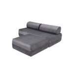 Canapé d'angle convertible et modulable 4 places en velours gris Canapé d'angle convertible et modulable 4 places en velours gris