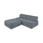 Canapé d'angle convertible et modulable 4 places en velours gris Canapé d'angle convertible et modulable 4 places en velours gris