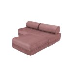Canapé d'angle convertible et modulable 4 places en velours rose Canapé d'angle convertible et modulable 4 places en velours rose