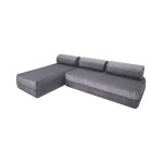 Canapé d'angle convertible et modulable 6 places en velours gris Canapé d'angle convertible et modulable 6 places en velours gris