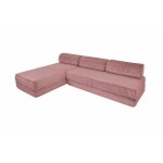 Canap d'angle convertible et modulable 6 places en velours rose