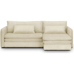 Canap d'angle convertible rversible 3 places en velours ctel beige