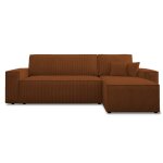Canap d'angle convertible rversible 4 pl velours ctel terracotta