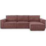 Canap� angle convertible r�versible 5 places velours c�tel� vieux rose