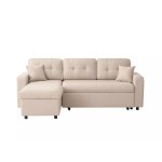 Canapé d'angle convertible réversible en tissu - beige Canapé d'angle convertible réversible en tissu - beige