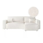 Canapé d'angle convertible réversible en tissu bouclette - blanc Canapé d'angle convertible réversible en tissu bouclette - blanc