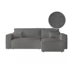 Canap d'angle convertible rversible en tissu bouclette - gris
