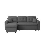 Canapé d'angle convertible réversible en tissu - gris foncé Canapé d'angle convertible réversible en tissu - gris foncé