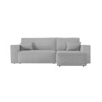 Canap d'angle convertible rversible en tissu textur 3d - gris clair
