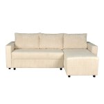Canap d'angle convertible et rversible en velours ctel, beige
