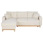 Canapé d'angle convertible style scandinave 3 / 4 places en velours côtelé beige Canapé d'angle convertible style scandinave 3 / 4 places en velours côtelé beige
