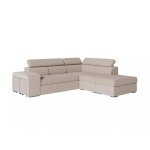Canap d'angle convertible en tissu - beige - angle droit