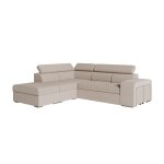 Canap d'angle convertible en tissu - beige - angle gauche