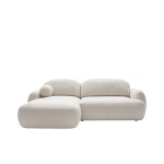 Canap� d'angle convertible en tissu bouclette angle gauche blanc cass�