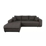 Canap d'angle convertible en tissu - gris fonc - angle gauche