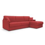 Canap d'angle convertible tissu impermable 232 cm droit rouge