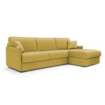 Canap d'angle convertible tissu impermable 272 cm gauche jaune