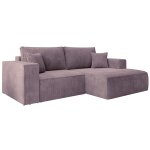 Canap� d angle convertible, en velours c�tel� lilas, droite