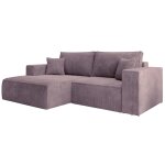 Canap� d angle convertible, en velours c�tel� lilas, gauche