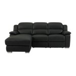 Canap d'angle cuir 4 places noir