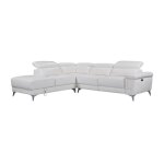 Canap d'angle cuir 5 places ivoire