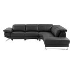 Canap d'angle cuir 6 places noir