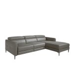 Canap d'angle en cuir gris relax 5 places