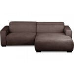 Canap� d'angle droit 1 relax �lectrique velours cotel� chocolat