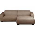 Canap� d'angle droit 1 relax �lectrique velours cotel� marron