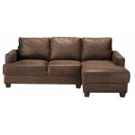 Canap d'angle droit 3 / 4 places en sudine marron
