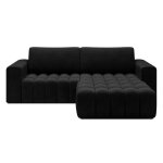 Canap d'angle droit 3 places convertible en tissu - gris fonc
