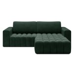 Canap d'angle droit 3 places convertible en tissu - vert fonc