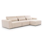Canap d'angle droit 3 places ttires relevables bois de pin beige