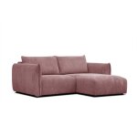 Canap d'angle droit 3 places tissu vieux rose