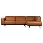 Canap d'angle droit 4 places en cuir recycl cognac