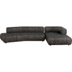 Canap d'angle droit 4 places en polyester noir et blanc