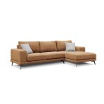 Canap d'angle droit 4 places tissu orange
