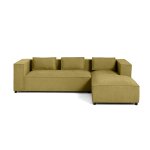 Canap d'angle droit 4 places en tissu textur jaune