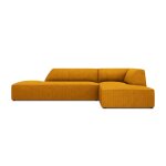Canap d'angle droit 4 places en tissu velours ctel jaune