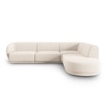 Canapé d'angle droit 5 places en tissu chenille beige clair Canapé d'angle droit 5 places en tissu chenille beige clair
