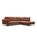 Canapé d'angle droit 5 places tissu rouge brique Canapé d'angle droit 5 places tissu rouge brique