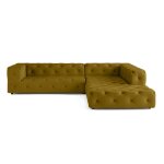 Canap d'angle droit 5 places en velours jaune