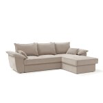 Canapé d'angle droit coffre convertible tissu velours beige 257cm Canapé d'angle droit coffre convertible tissu velours beige 257cm