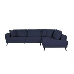 Canapé d'angle droit convertible 2 coffres en tissu - bleu foncé Canapé d'angle droit convertible 2 coffres en tissu - bleu foncé