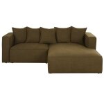 Canap d'angle droit convertible 3 / 4 places vert kaki