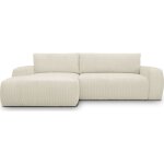 Canap d'angle droit convertible 3 places en velours ctel beige