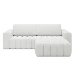 Canap d'angle droit convertible 4 places en bouclette blanc