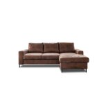 Canap d'angle droit convertible 4 places en microfibre marron